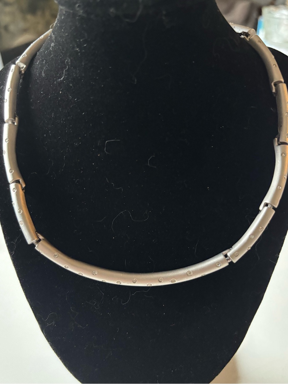 Swarovski Silver Tone Crystal Articulated Collar Choker Necklace 15”